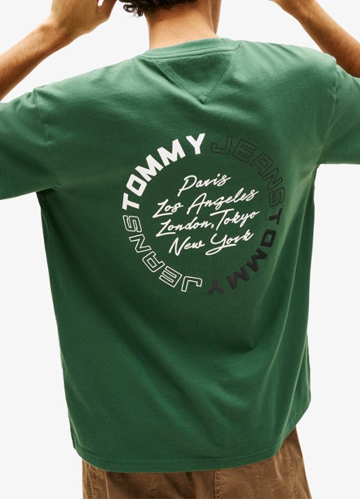 Tommy Hilfiger T-shirt met logo- en backprint - detail 2 donkergroen