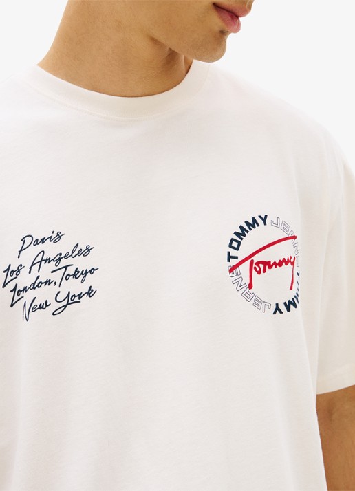 Tommy Hilfiger T-shirt met logo- en backprint - detail 3 beige