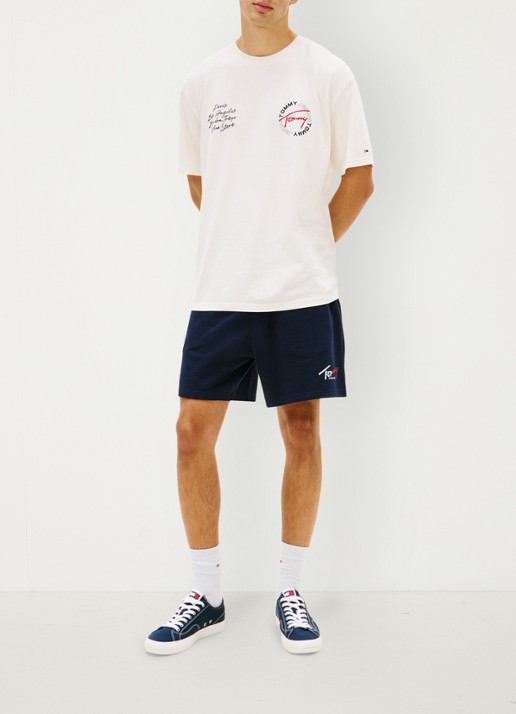 Tommy Hilfiger T-shirt met logo- en backprint - voorkant 5 beige