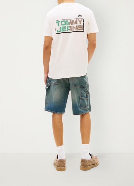Tommy Hilfiger T-shirt met logo- en backprint - achterkant 5 beige