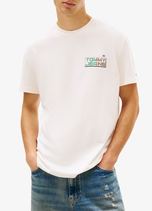 Tommy Hilfiger T-shirt met logo- en backprint - detail 3 beige