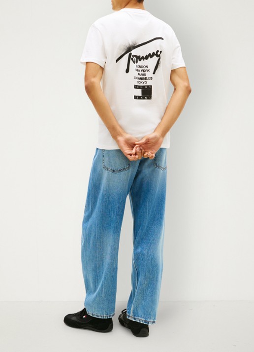 Tommy Hilfiger T-shirt met logo- en backprint - achterkant 5 wit