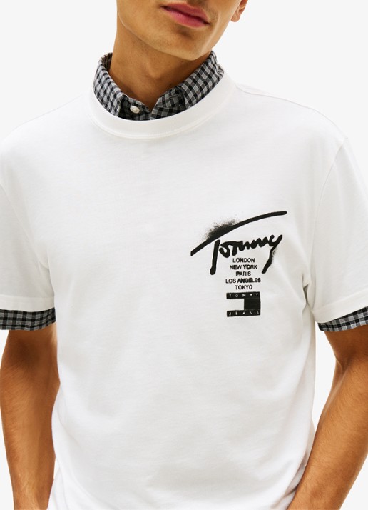 Tommy Hilfiger T-shirt met logo- en backprint - detail 4 wit