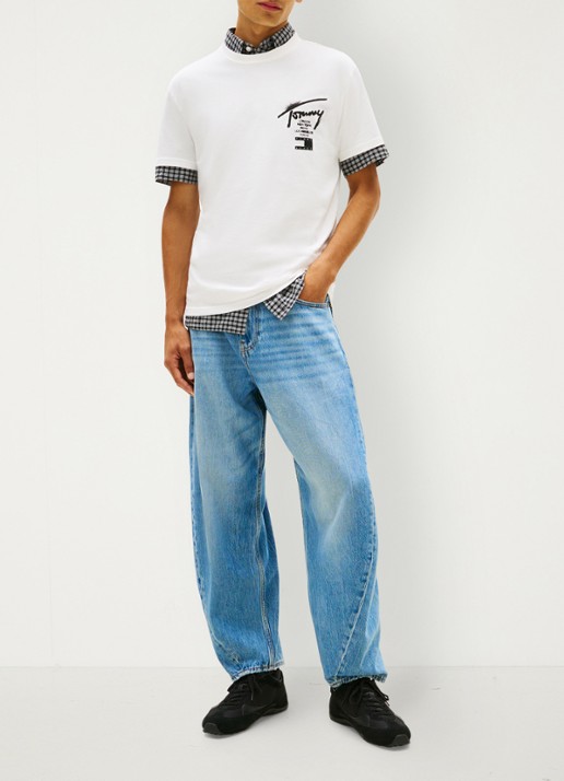 Tommy Hilfiger T-shirt met logo- en backprint - voorkant 2 wit