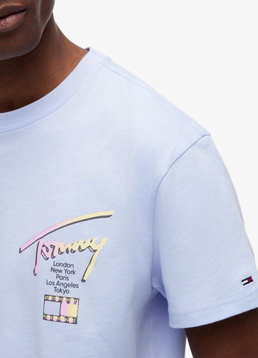 Tommy Hilfiger T-shirt met logo- en backprint - detail 3 lila