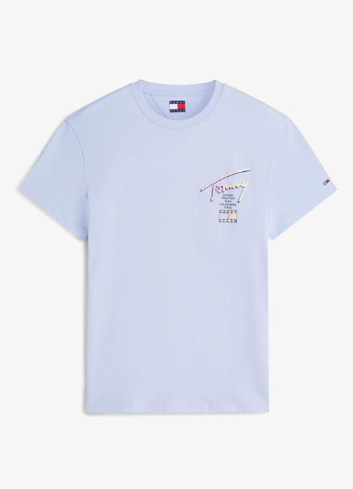 Tommy Hilfiger T-shirt met logo- en backprint - voorkant 4 lila