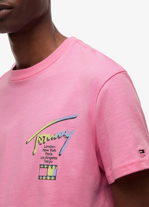 Tommy Hilfiger T-shirt met logo- en backprint - detail 4 lichtroze