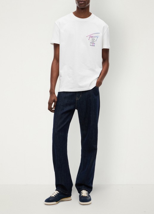 Tommy Hilfiger T-shirt met logo- en backprint - voorkant 2 ecru-ybl