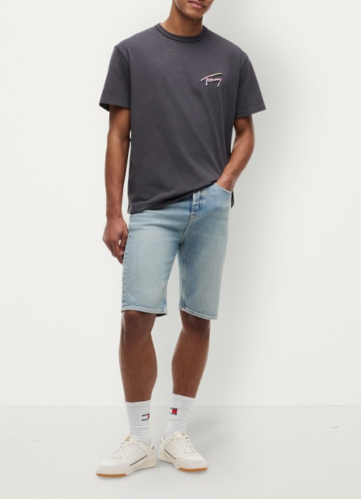 Tommy Hilfiger T-shirt met logo- en backprint - voorkant 2 zwart