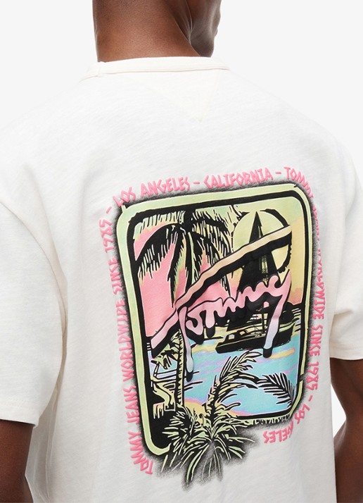 Tommy Hilfiger T-shirt met logo- en backprint - detail 3 wit