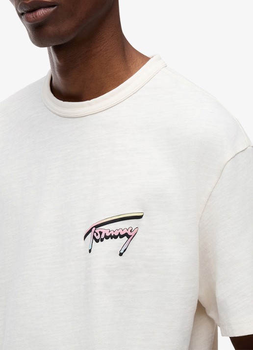 Tommy Hilfiger T-shirt met logo- en backprint - detail 4 wit