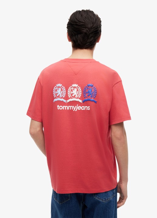 Tommy Hilfiger T-shirt met logo- en backprint - achterkant 6 rood