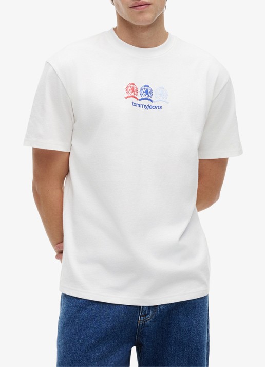 Tommy Hilfiger T-shirt met logo- en backprint - detail 3 ecru-ybl