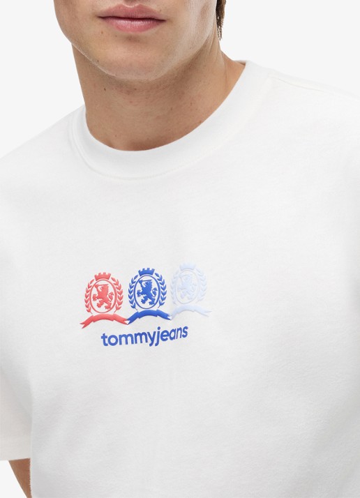Tommy Hilfiger T-shirt met logo- en backprint - detail 4 ecru-ybl