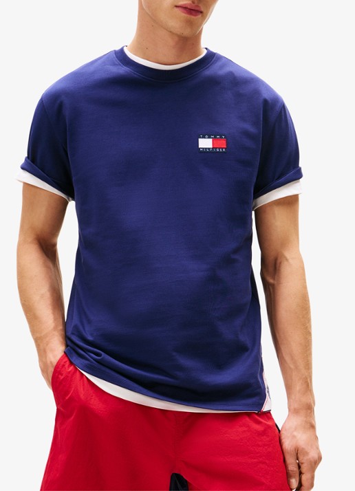 Tommy Hilfiger T-shirt met logo- en backprint - achterkant 3 donkerblauw