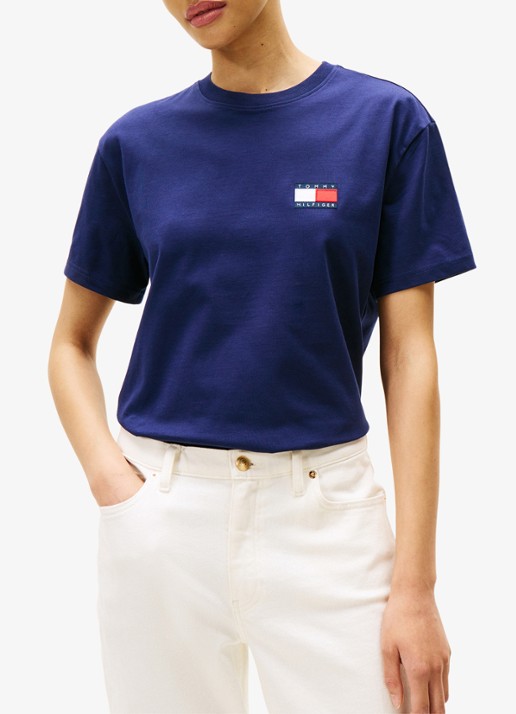 Tommy Hilfiger T-shirt met logo- en backprint - detail 5 donkerblauw