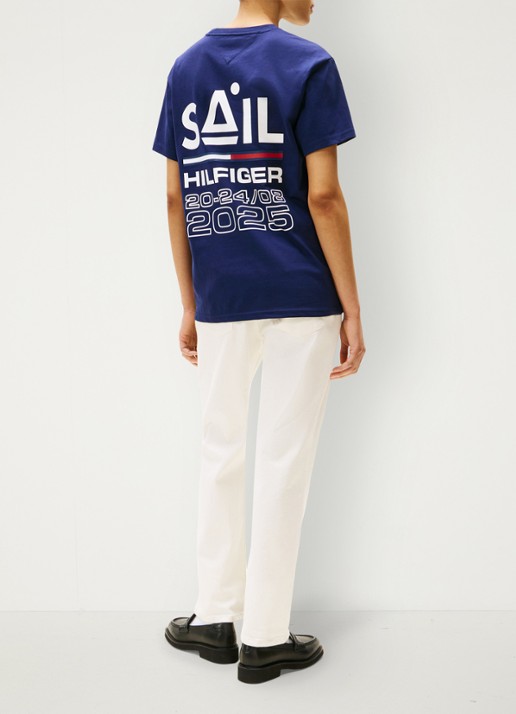 Tommy Hilfiger T-shirt met logo- en backprint - detail 6 donkerblauw
