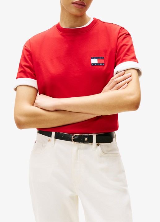 Tommy Hilfiger T-shirt met logo- en backprint - detail 4 rood