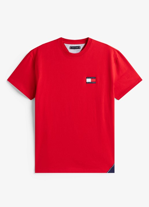 Tommy Hilfiger T-shirt met logo- en backprint - voorkant 6 rood