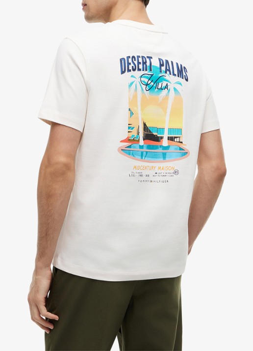 Tommy Hilfiger T-shirt met logo- en backprint - achterkant ivoor