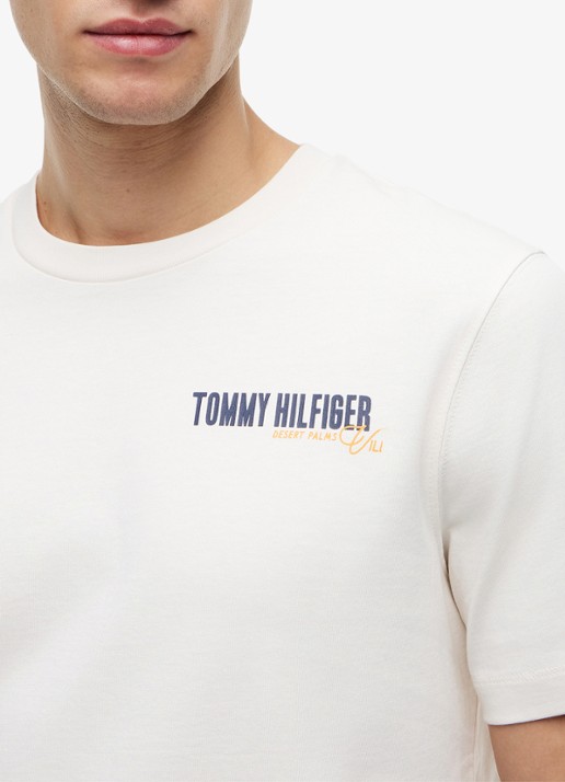 Tommy Hilfiger T-shirt met logo- en backprint - detail 5 ivoor