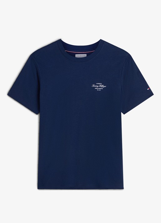 Tommy Hilfiger T-shirt met logo- en backprint - voorkant 4 donkerblauw