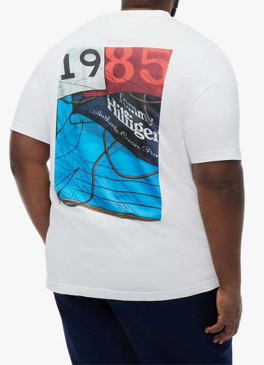 Tommy Hilfiger T-shirt met logo- en backprint - achterkant 3 wit