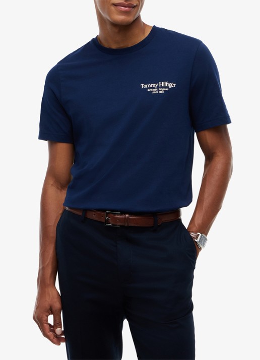 Tommy Hilfiger T-shirt met logo- en backprint - detail 4 donkerblauw