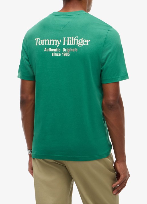 Tommy Hilfiger T-shirt met logo- en backprint - achterkant 6 groen