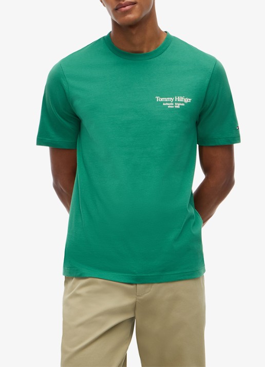 Tommy Hilfiger T-shirt met logo- en backprint - detail 3 groen