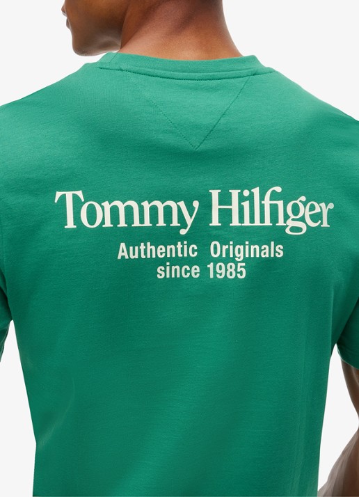 Tommy Hilfiger T-shirt met logo- en backprint - detail 5 groen