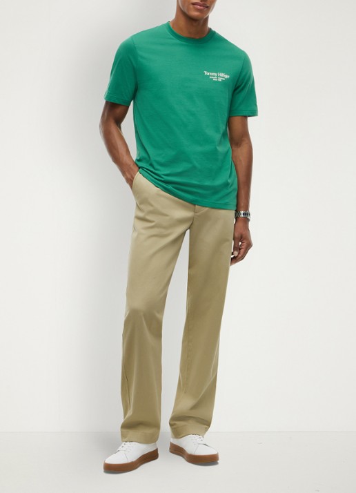 Tommy Hilfiger T-shirt met logo- en backprint - voorkant 2 groen