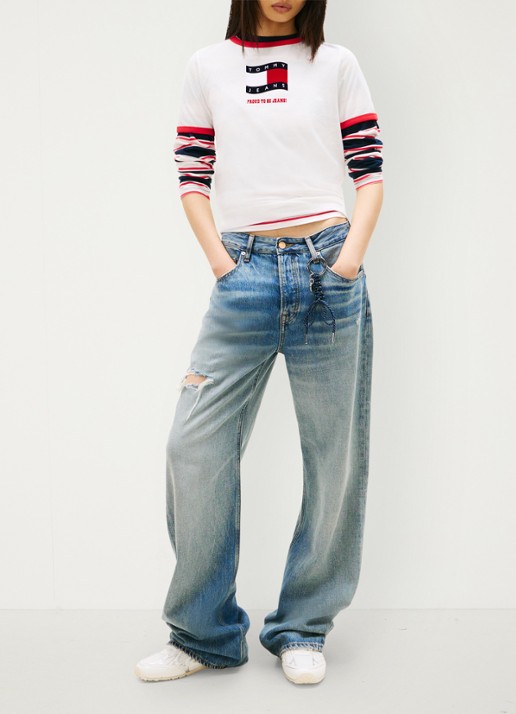 Tommy Hilfiger T-shirt met logo en ronde hals  - voorkant 3 wit