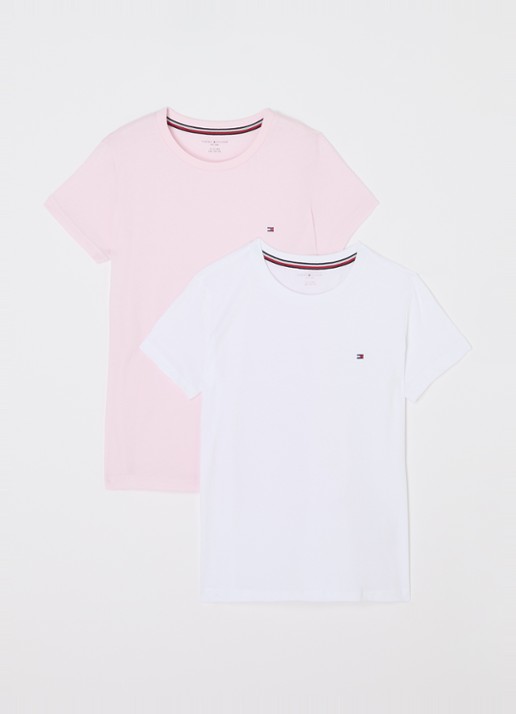 Tommy Hilfiger T-shirt met logo in 2-pack - voorkant 4 wit