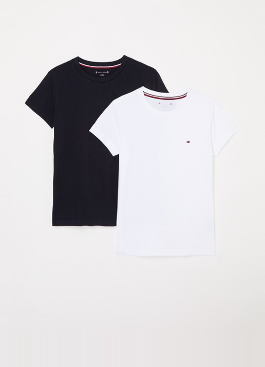 Tommy Hilfiger T-shirt met logo in 2-pack - voorkant zwart