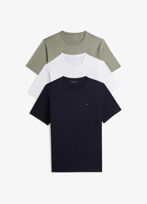Tommy Hilfiger T-shirt met logo in 3-pack - voorkant 2 donkerblauw