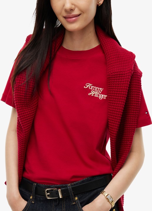 Tommy Hilfiger T-shirt met logo - detail 2 rood