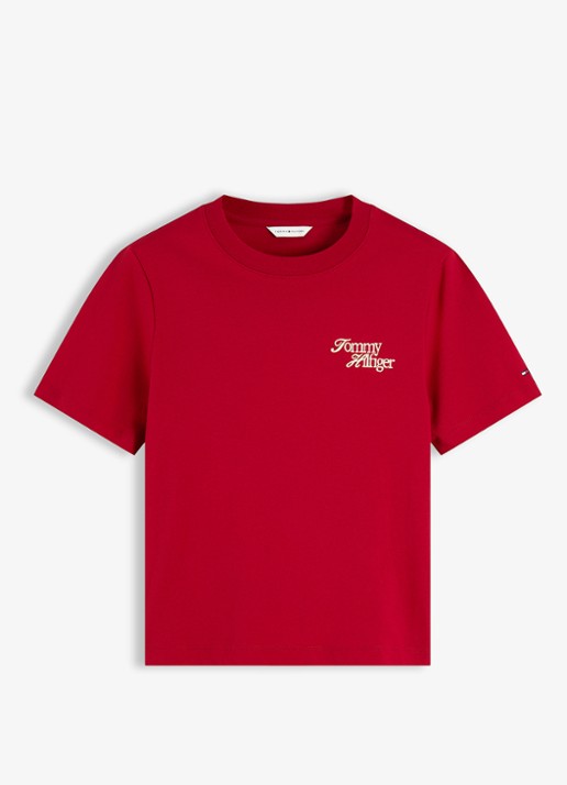 Tommy Hilfiger T-shirt met logo - voorkant 4 rood