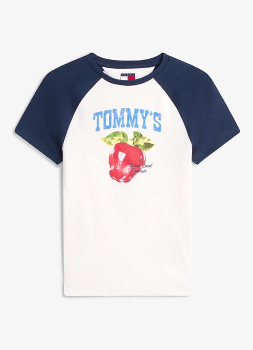 Tommy Hilfiger T-shirt met logo - voorkant gebroken wit