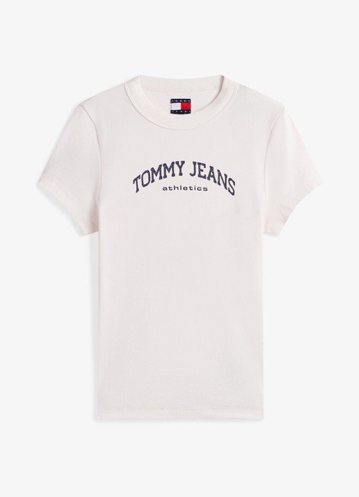Tommy Hilfiger T-shirt met logo - voorkant 3 gebroken wit