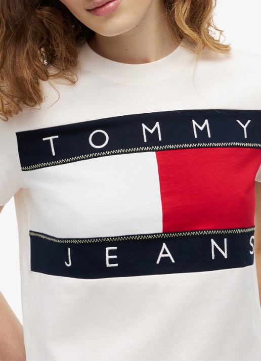 Tommy Hilfiger T-shirt met logo - detail 5 gebroken wit