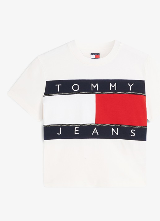Tommy Hilfiger T-shirt met logo - voorkant 2 gebroken wit