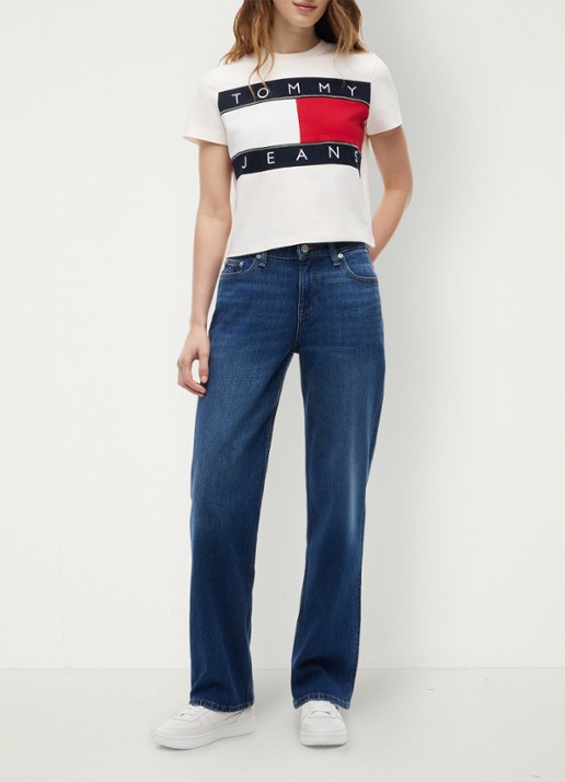 Tommy Hilfiger T-shirt met logo - voorkant 3 gebroken wit