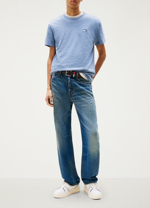 Tommy Hilfiger T-shirt met logo - voorkant 3 staalblauw
