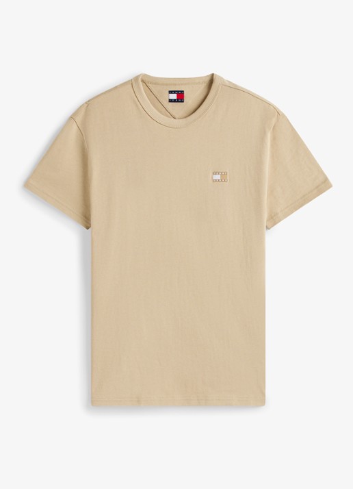 Tommy Hilfiger T-shirt met logo - voorkant zand