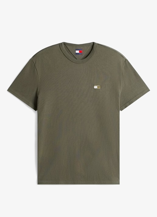 Tommy Hilfiger T-shirt met logo - voorkant 2 mosgroen
