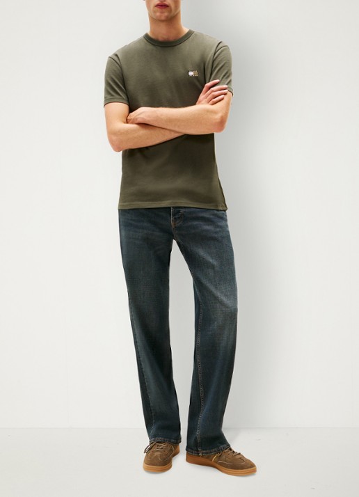 Tommy Hilfiger T-shirt met logo - voorkant 3 mosgroen