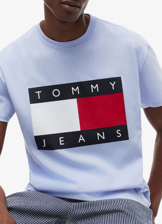 Tommy Hilfiger T-shirt met logo - detail 5 lichtblauw