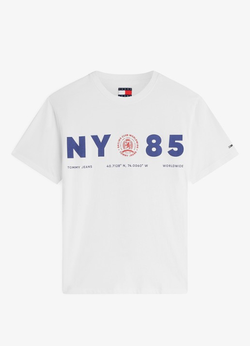 Tommy Hilfiger T-shirt met logo - voorkant 4 ecru-ybl
