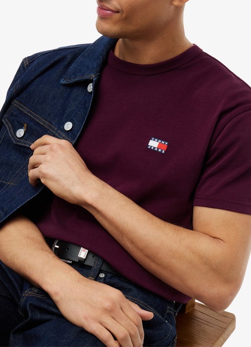Tommy Hilfiger T-shirt met logo - detail 2 calypso berry-v11 / rood